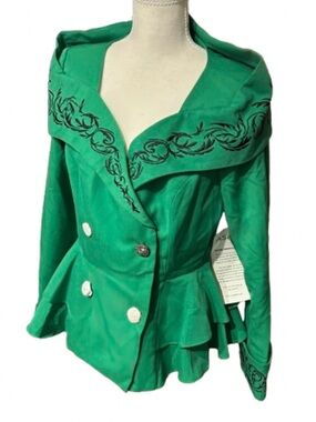 NWT Embroidered ASHRO Jacket Church Suit Blazer Designer Medium Floral New Sz 8